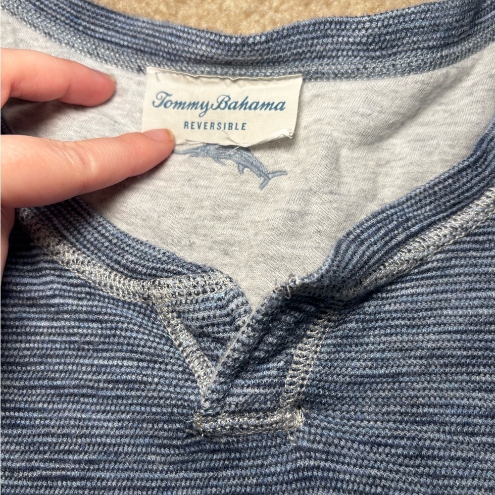 Tommy Bahama Striped Blue Reversible Shirt - Picture 2 of 9